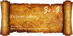 Zsiros Gábor névjegykártya